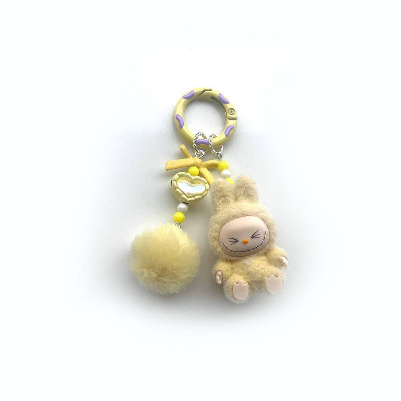 Flocked Mini Cute Monster Heart Keychain