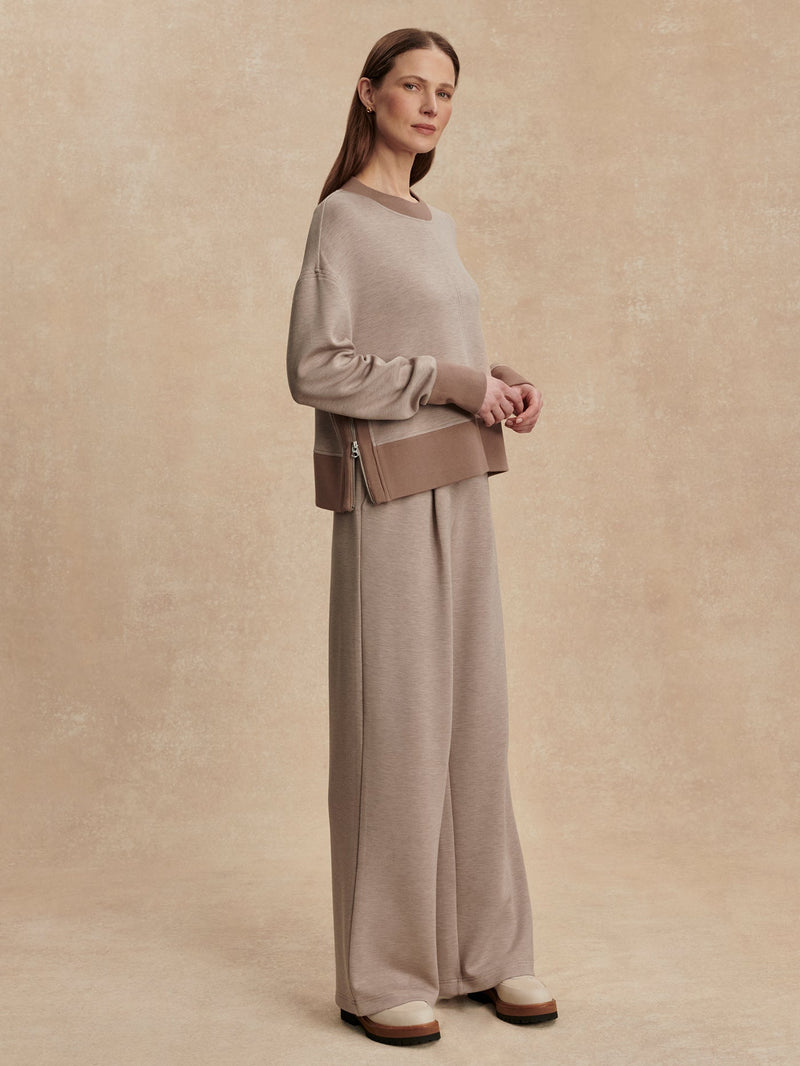 Varley - Philippe Crop Sweat - Taupe Marl/ Ginger Snap