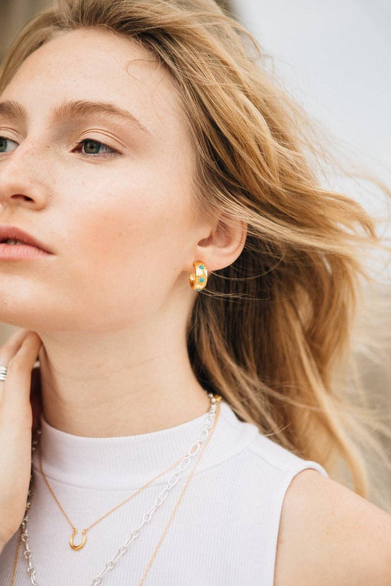 Eve Hoop Earrings - Turquoise