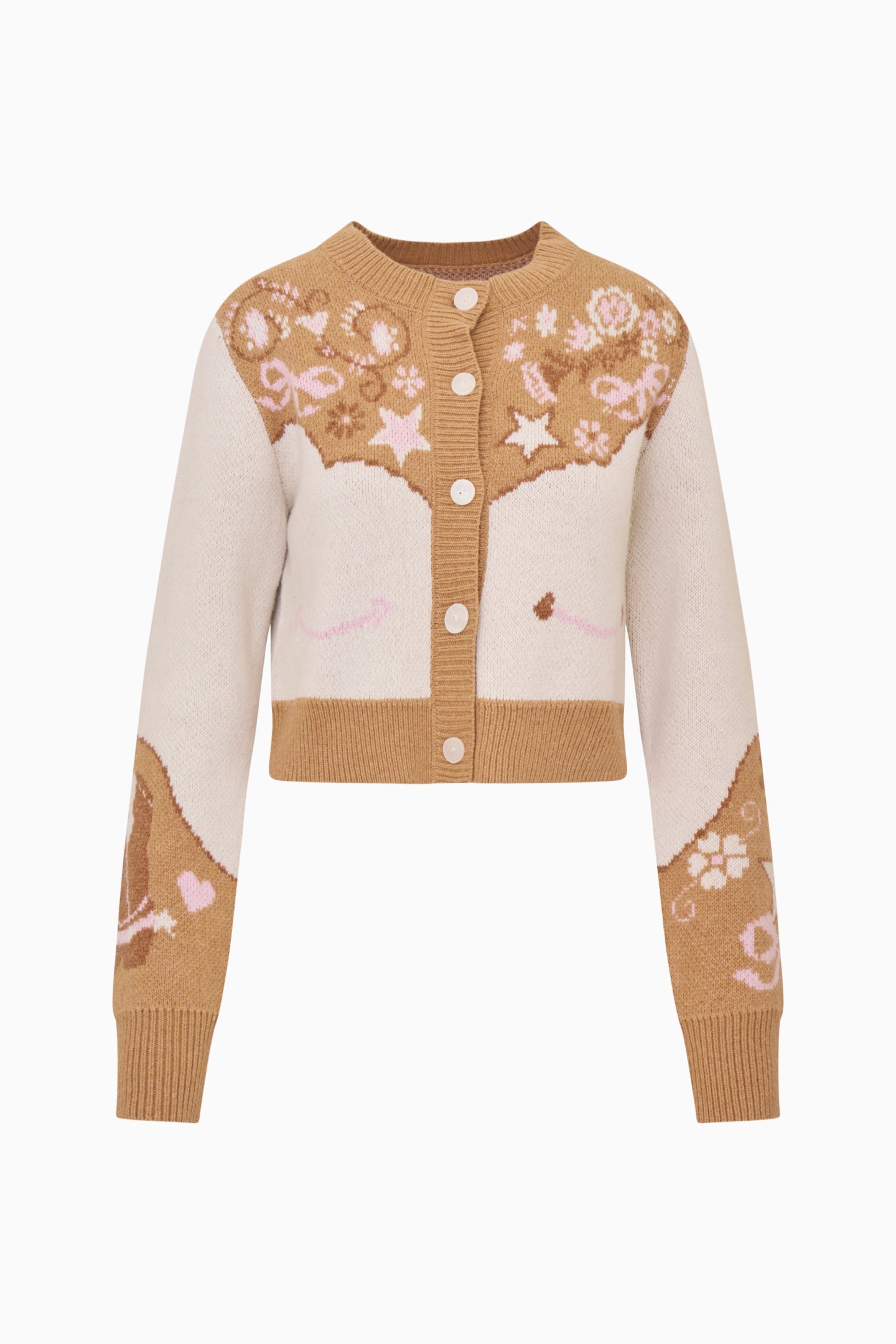 LoveShackFancy - Leyah Wool-Blend Saddle Up Cardigan - Prairie Sand