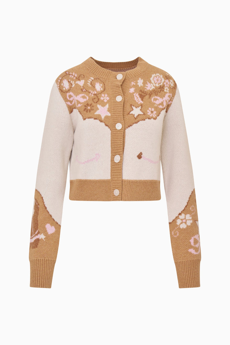 LoveShackFancy - Leyah Wool-Blend Saddle Up Cardigan - Prairie Sand