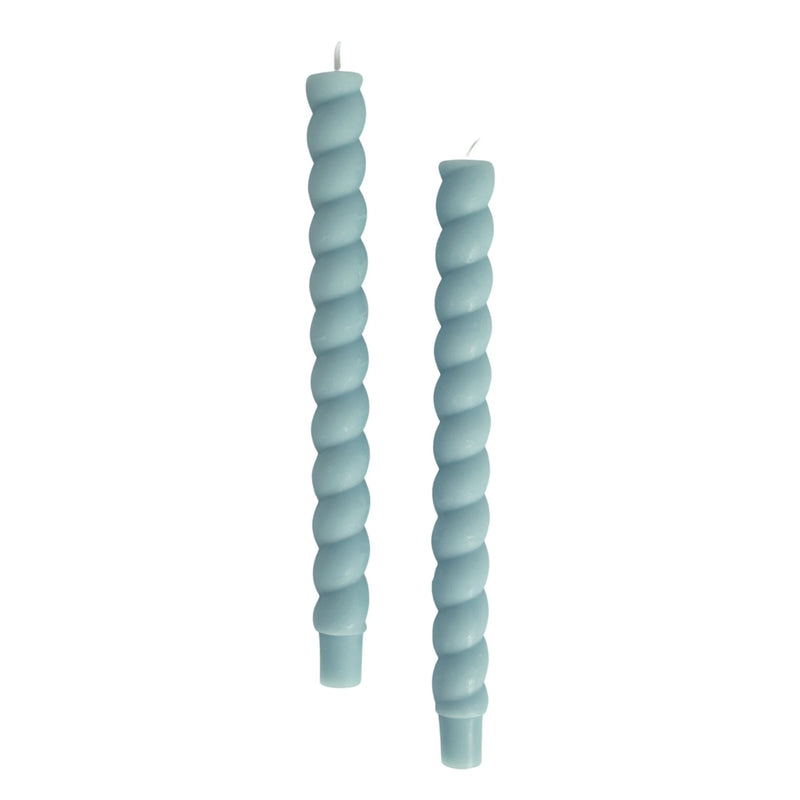Unscented Twisted Taper Candles in Box - Blue, Set of 2