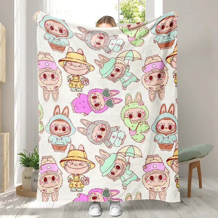 Cute Monster Printed Throw Blanket