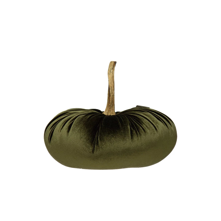 Round Velvet Pumpkin, Green