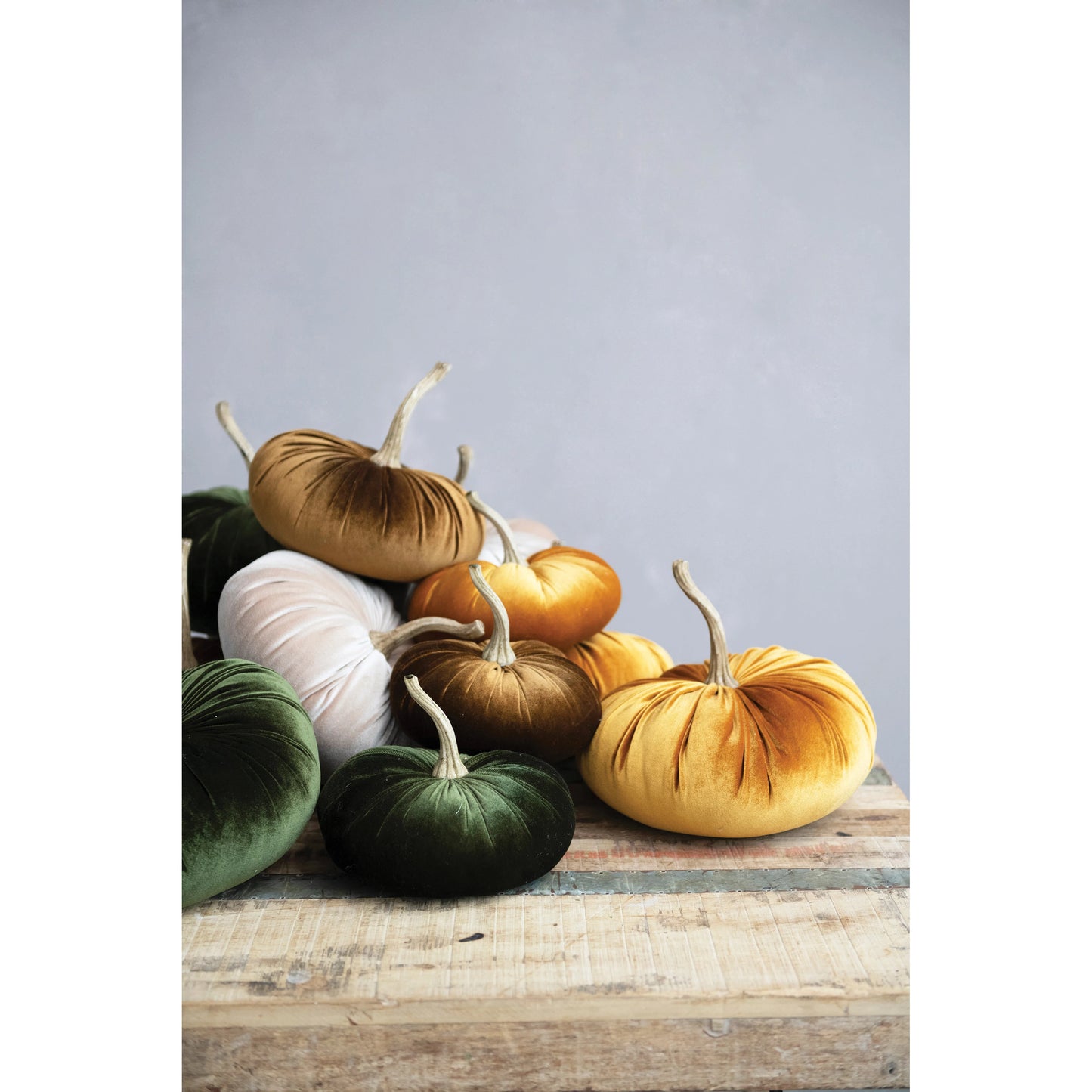 Round Velvet Pumpkin, Green