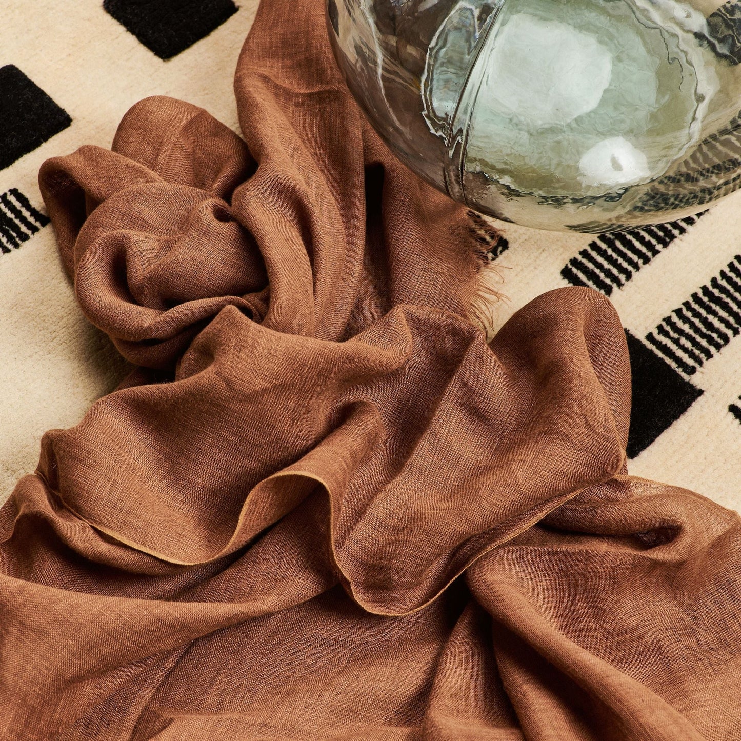 Coco Brown Hand Woven Linen Scarf