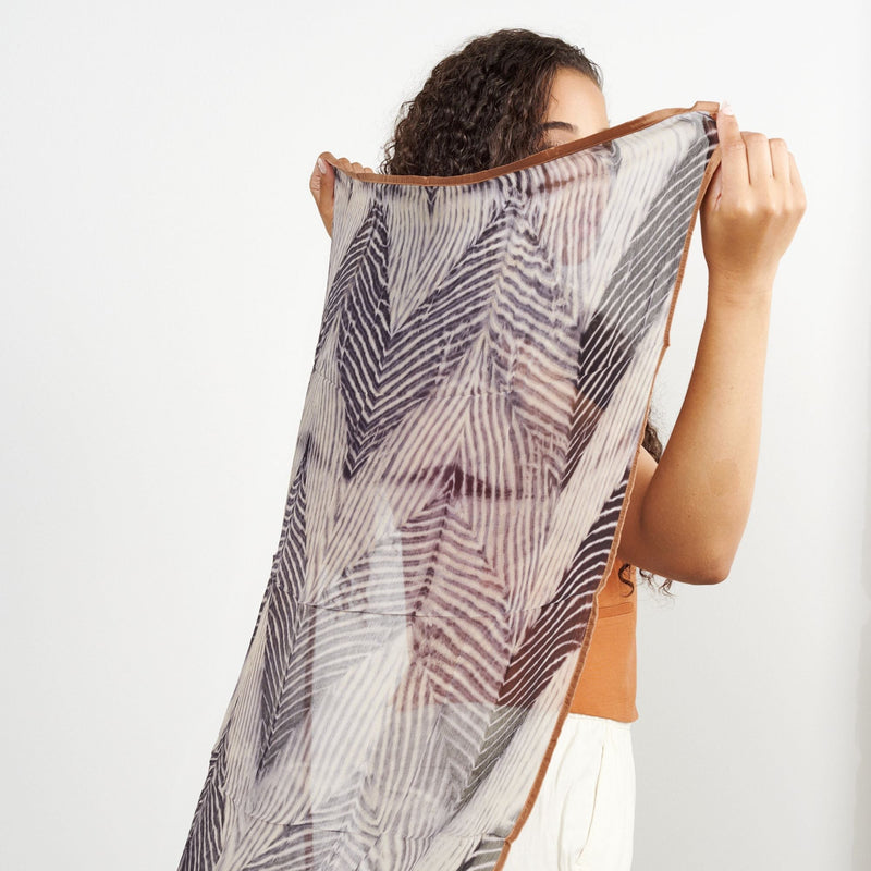 Samu Black Hand Crafted  Shibori Print Silk Chiffon Sqaure Scarf