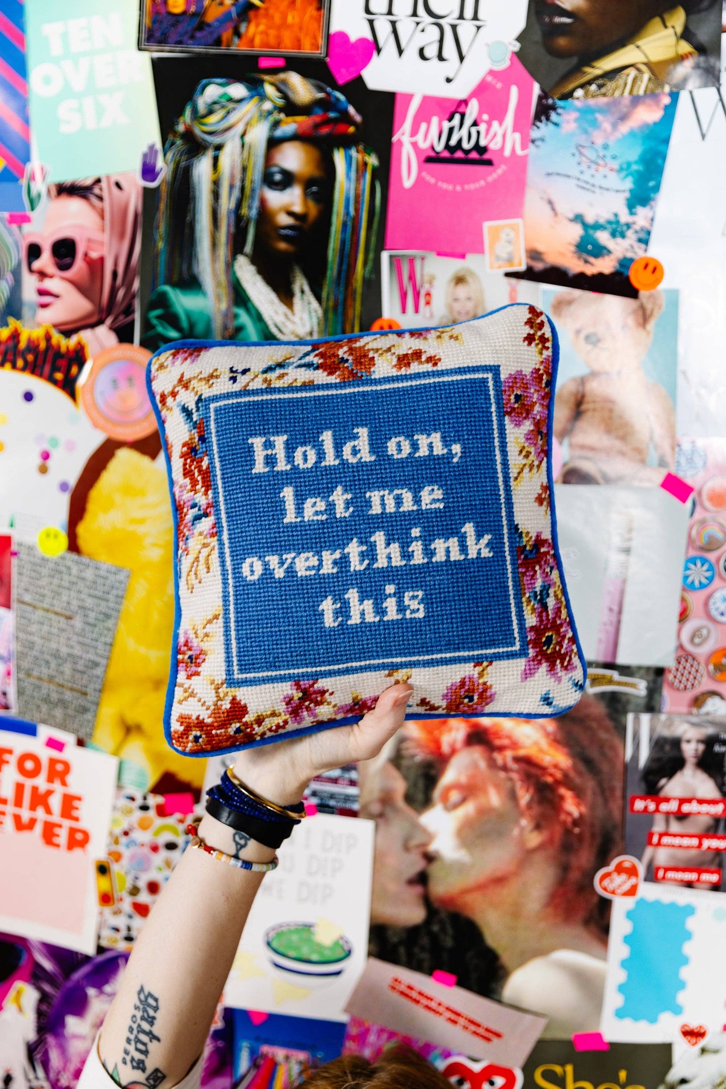 Furbish Studio - Overthink Needlepoint Pillow