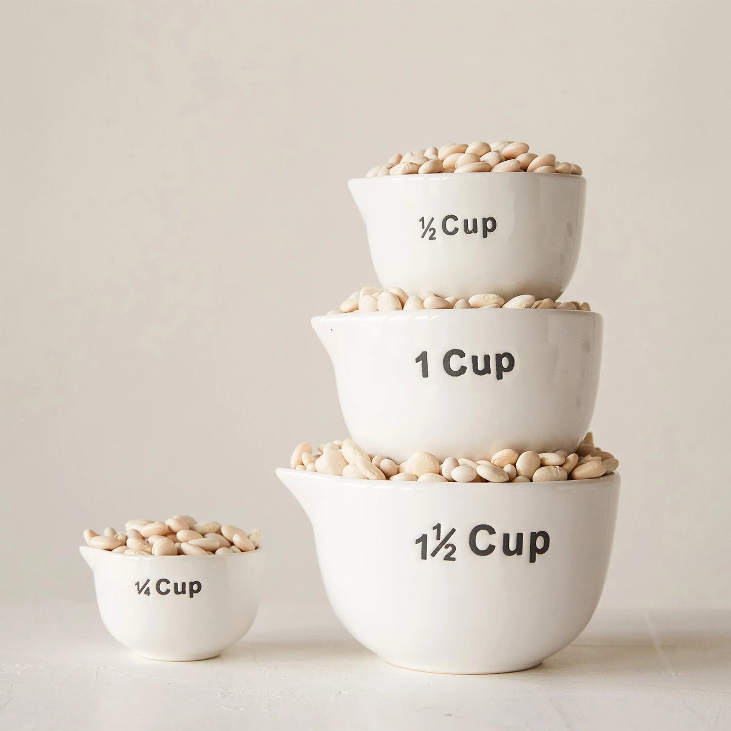 Stoneware Measuring Cups, Set of 4, White