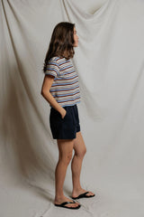 PerfectWhiteTee - Dawn Cotton Jersey Ringer Stripe Tee - Pacific Clementine Stripe