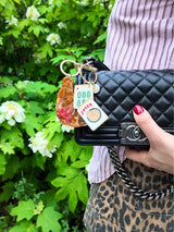Solar Eclipse - Hand-painted Mahjong Bag Charm + Keychain | Eco-Friendly