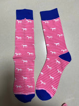 Pink/White Standing Horse Socks
