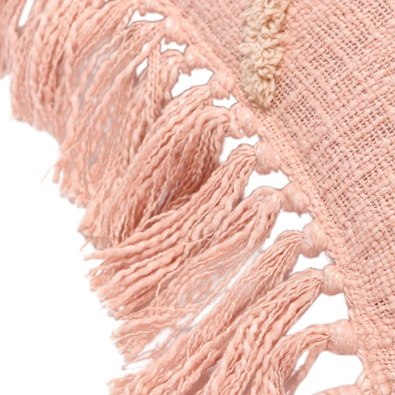 Cotton Blend Pillow w/ Tufted Pattern & Fringe - Pink