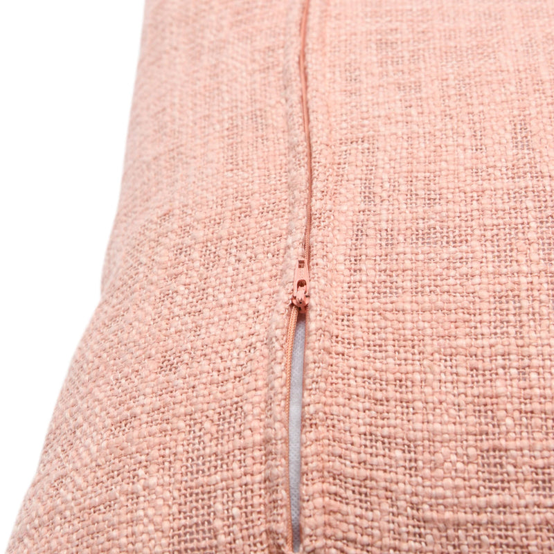 Cotton Blend Pillow w/ Tufted Pattern & Fringe - Pink