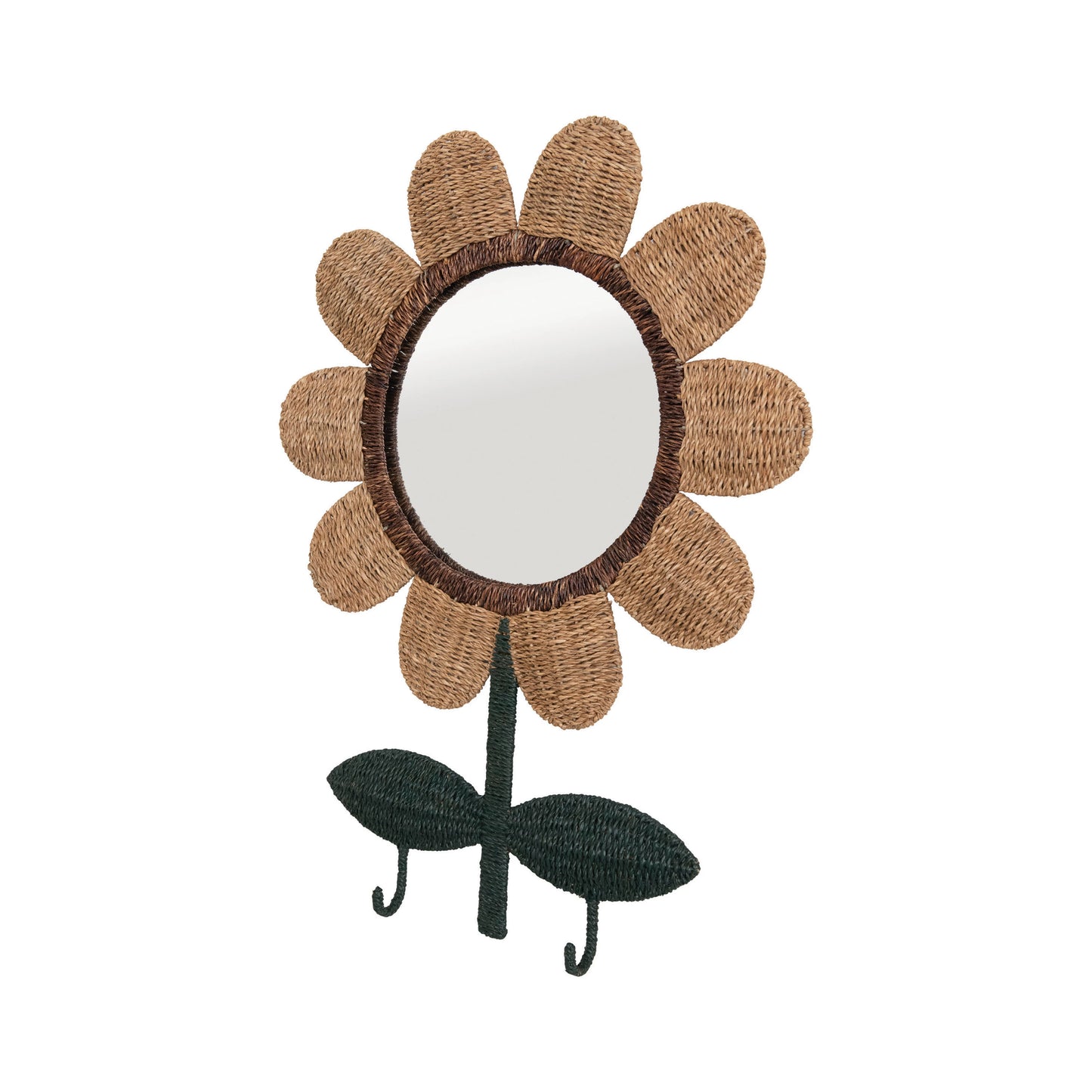 Load image into Gallery viewer, Hand-Woven Bankuan Metal &amp;amp; Flower Wall Mirror w/ 2 Hooks
