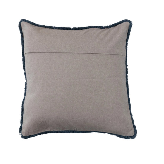 Cotton Slub Printed Pillow w/ Chambray Back