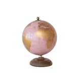 Metal & Globe on Mango Wood Stand, Pink