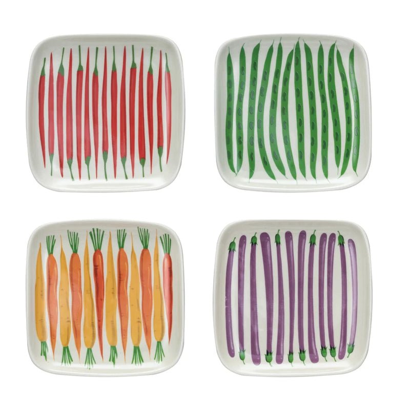 Hand-Painted Stoneware Plate w/ Vegetables