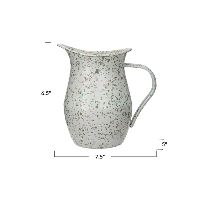 1 Quart Enameled Metal Splatterware Pitcher