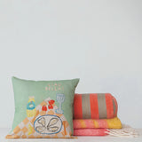 Brushed Acrylic & New Zealand Wool Throw w/ Stripes & Fringe