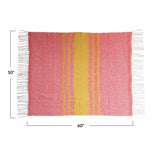 Brushed Acrylic & New Zealand Wool Throw w/ Stripes & Fringe
