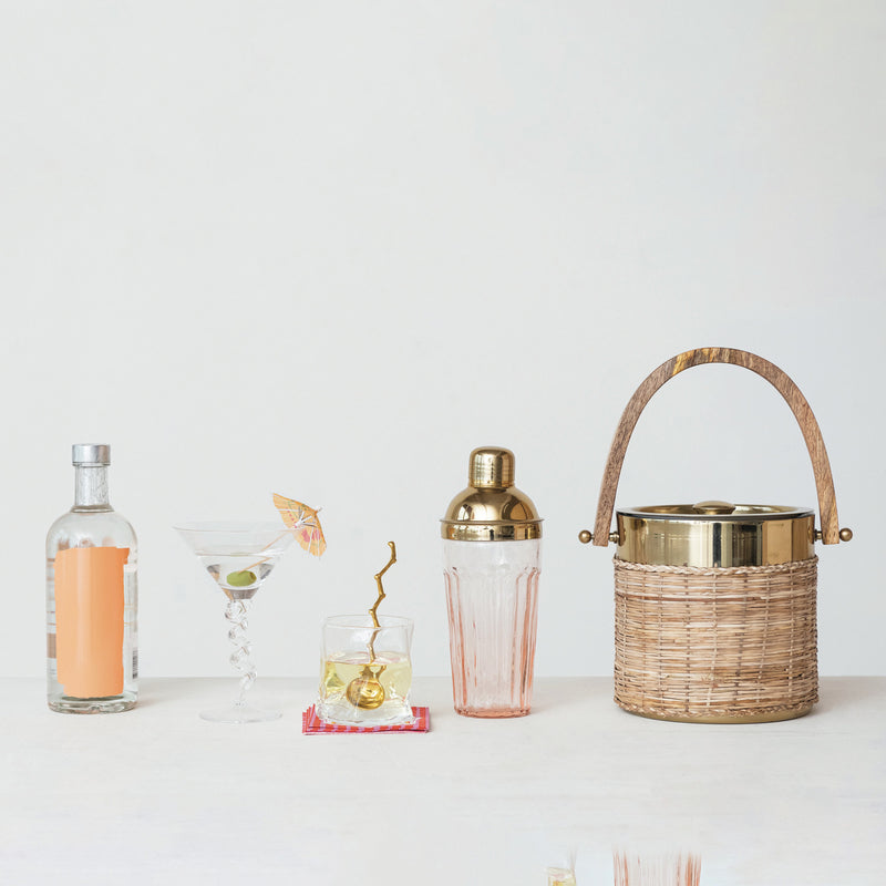 Glass Cocktail Shaker - Pink & Gold