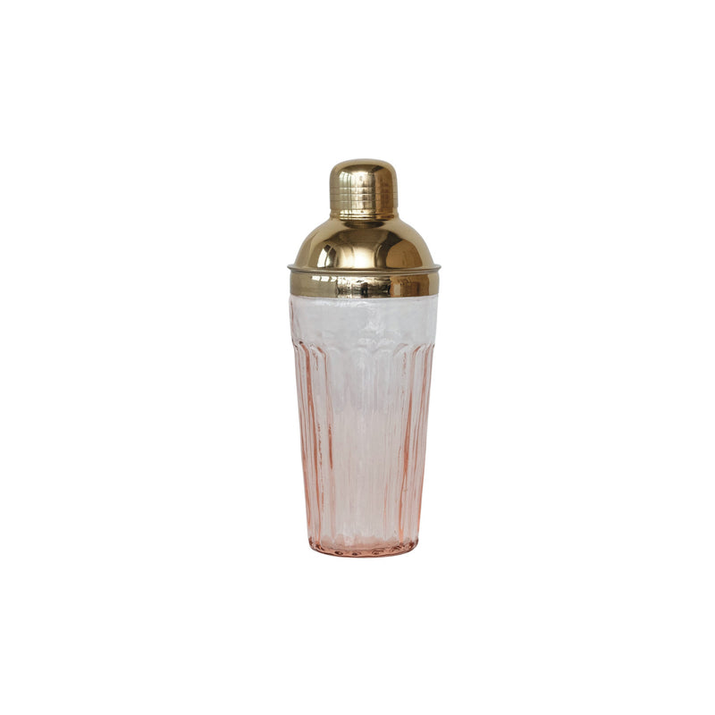 Glass Cocktail Shaker - Pink & Gold