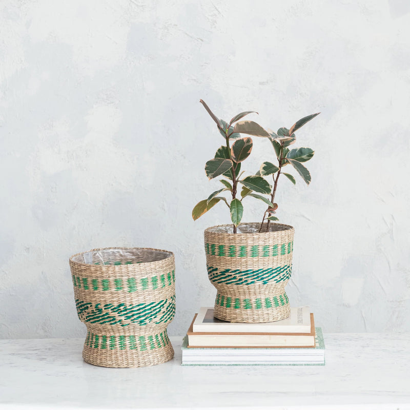 Seagrass Baskets w/ Plastic Lining, Set of 2