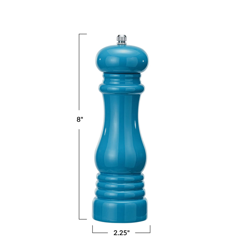 Enameled Rubberwood Salt/Pepper Mill, Blue