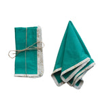 Cotton Napkin w Metallic Embroidered Fringe - Set of 4