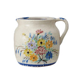 Terracotta Pitcher w/ Flowers & Handle