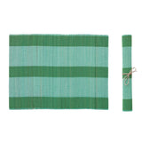 Hand-Woven Bamboo Placemat w/ Stripes, Teal & Green