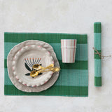Hand-Woven Bamboo Placemat w/ Stripes, Teal & Green