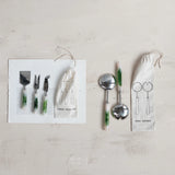 Stainless Steel Salad Servers, Green & White
