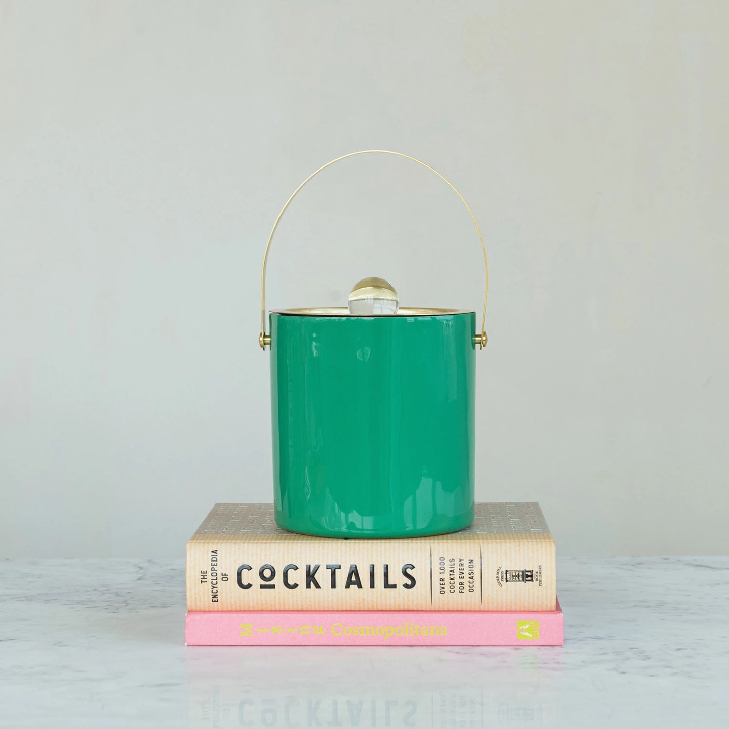 1-1/2 Quart Enameled Stainless Steel Ice Bucket w/ Lid