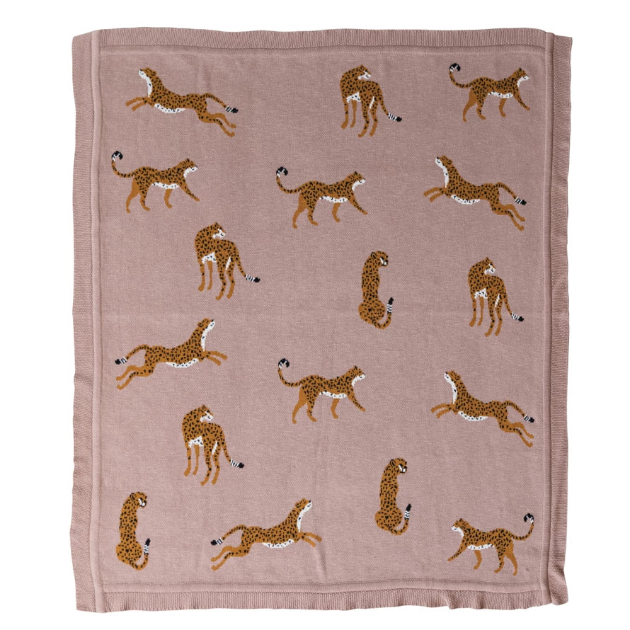 Cotton Knit Throw - Cheetahs