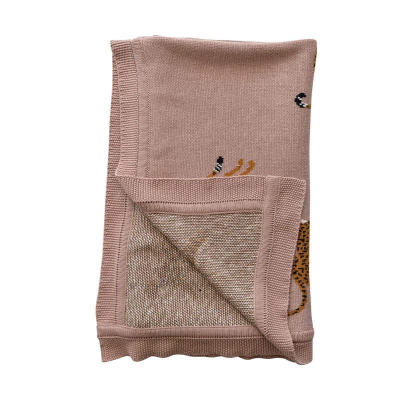 Cotton Knit Throw - Cheetahs