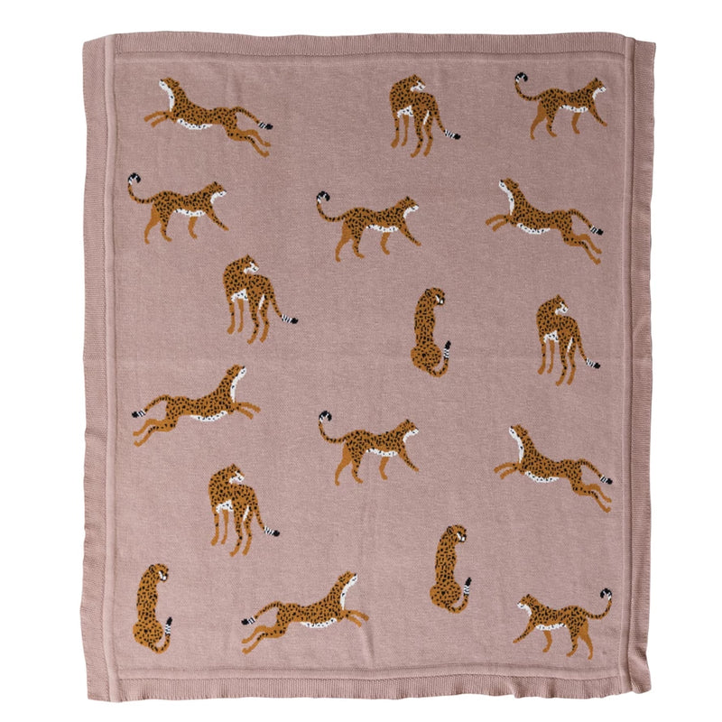 Cotton Knit Throw - Cheetahs