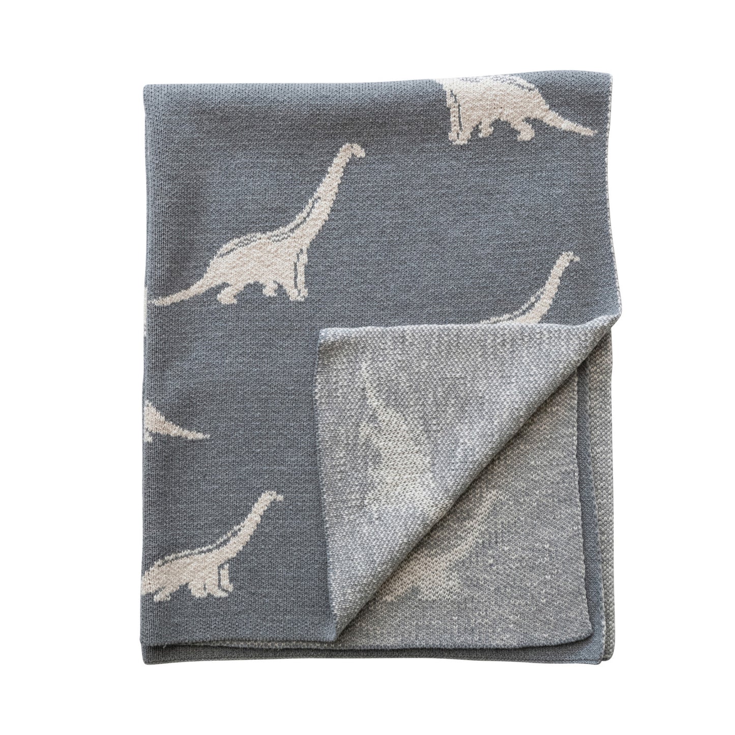 Cotton Knit Baby Blanket w/ Dinosaurs