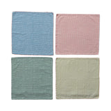 Woven Cotton Striped Napkins w/ Stitched Colored Trim - Set of 4