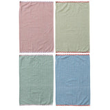Woven Cotton Striped Tea Towel w/ Ric Rac Trim