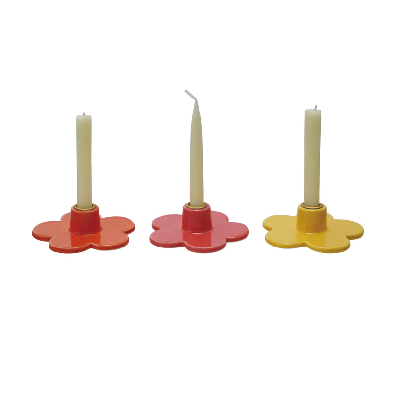 Stoneware Flower Shaped Taper Holder