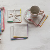 Woven Cotton Napkins w/ Stitched Colored Edge - Set of 4