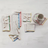 Woven Cotton Napkins w/ Stitched Colored Edge - Set of 4