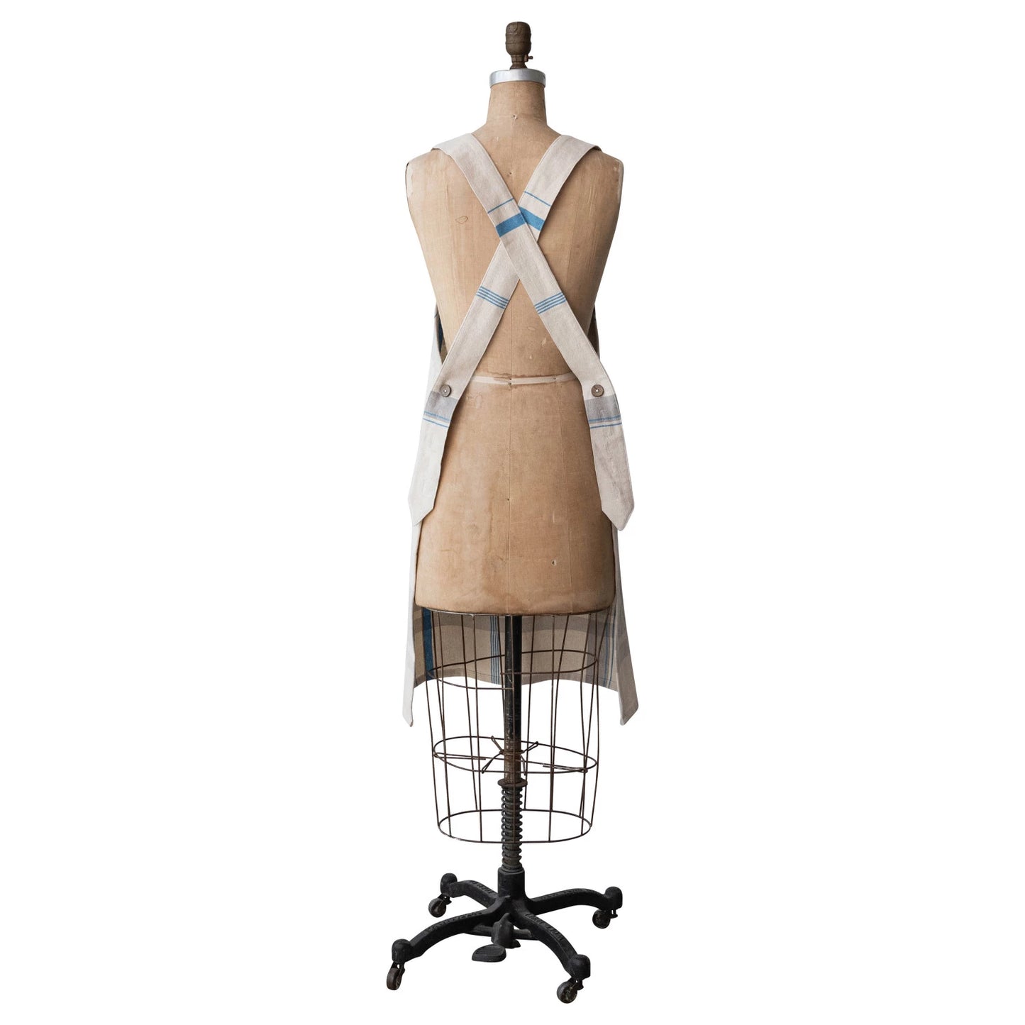 Woven Cotton Plaid Apron w/ Buttons & Rivets