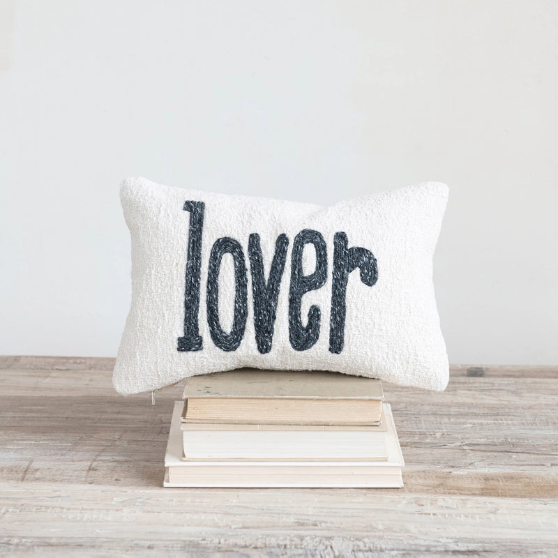 Embroidered Lumbar Pillow - Lover