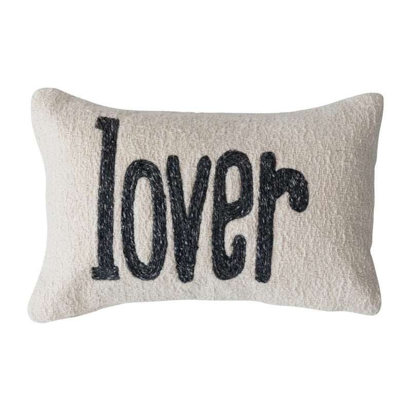 Embroidered Lumbar Pillow - Lover