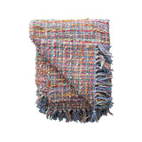 Woven Cotton Blend Slub Throw w/ Fringe