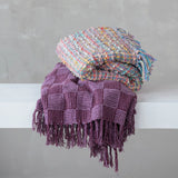 Woven Cotton Blend Slub Throw w/ Fringe