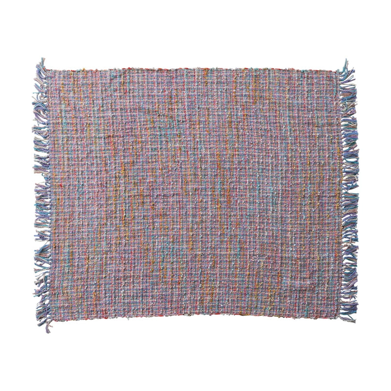 Woven Cotton Blend Slub Throw w/ Fringe